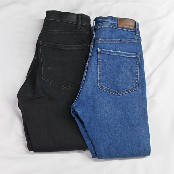 Lot 2 Express 4 High Rise Skinny Medium Blue Black Stretch Denim Womens Jeans - Picture 1 of 9